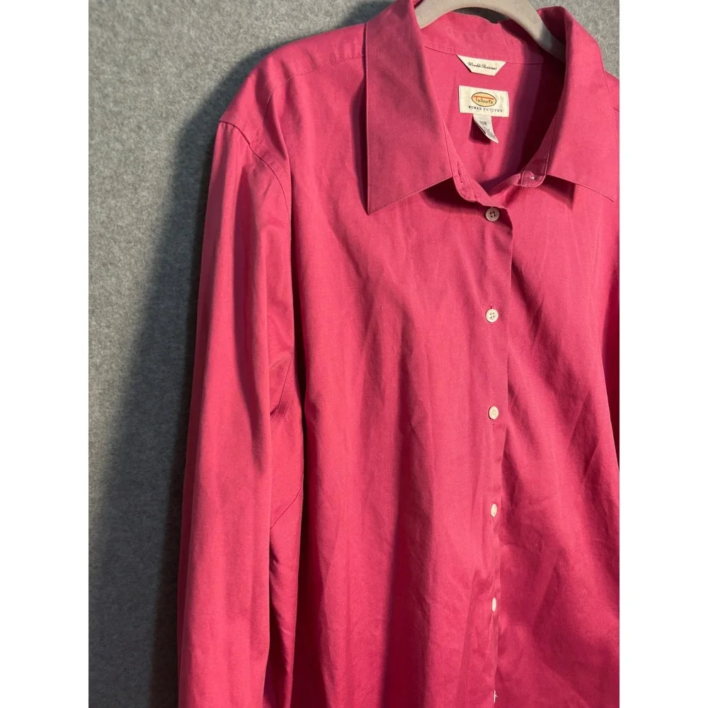 Talbots Women's Petites 20W Wrinkle Resistant Button Up Shirt 100% Cotton Pink - Picture 2 of 9